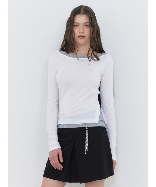 ETMON(エトモン)の「Layered Boatneck T-Shirt, White(Tシャツ/カットソー・レディース・その他・FREE)」の2枚目の写真