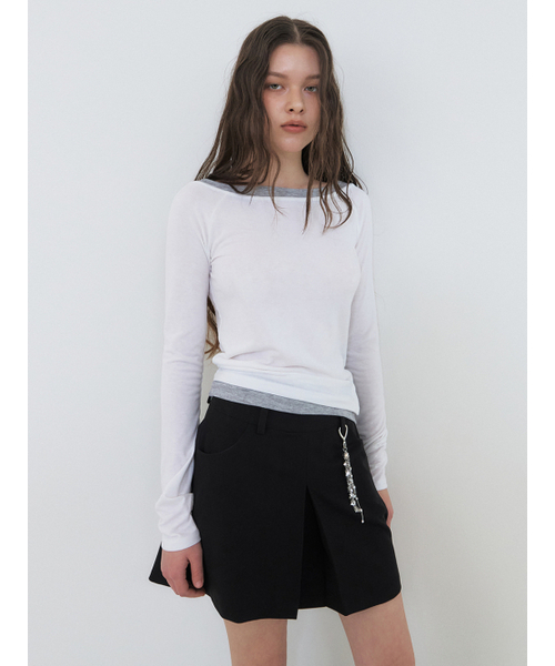 ETMON(エトモン)の「Layered Boatneck T-Shirt, White(Tシャツ/カットソー・レディース・その他・FREE)」の4枚目の写真