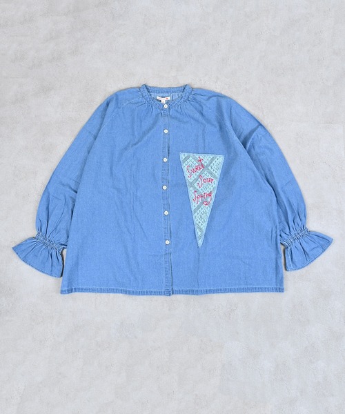 MARKEY'S（マーキーズ）の「レースポイントデニムブラウス/おとな（シャツ/ブラウス・レディース・ネイビー/ライトブルー・160cm）」の10枚目の写真