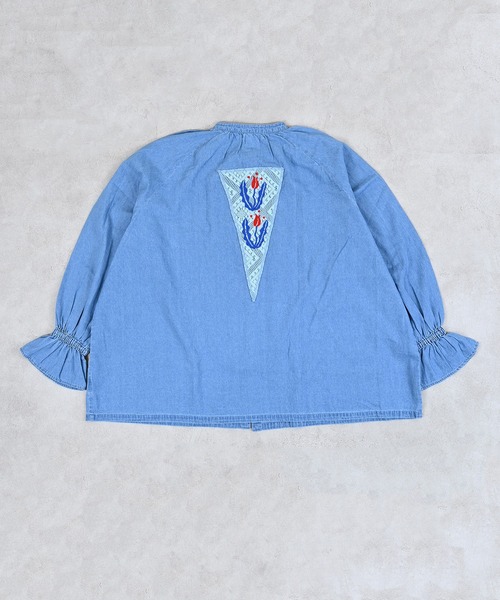 MARKEY'S（マーキーズ）の「レースポイントデニムブラウス/おとな（シャツ/ブラウス・レディース・ネイビー/ライトブルー・160cm）」の11枚目の写真