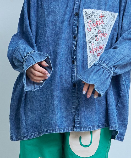 MARKEY'S（マーキーズ）の「レースポイントデニムブラウス/おとな（シャツ/ブラウス・レディース・ネイビー/ライトブルー・160cm）」の18枚目の写真