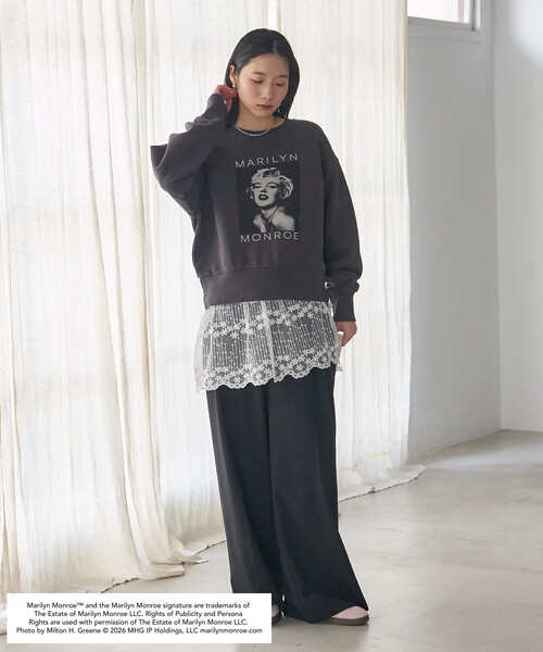 FREAK'S STORE(フリークスストア)の「マリリン・モンロー PHOTO PRINT SWEAT SHIRT/ マリリン・モンロー フォトプリント スウェット(スウェット・レディース・チャコール/ライトグレー・フリ-)」の6枚目の写真