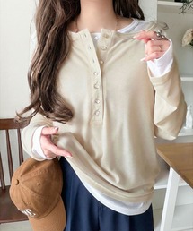 classicalelf（クラシカルエルフ）の「マルチWAYで着回し自在。リブ素材×シアー素材トップス 2枚セットアップ(長袖)（Tシャツ/カットソー）」