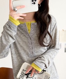 classicalelf（クラシカルエルフ）の「マルチWAYで着回し自在。リブ素材×シアー素材トップス 2枚セットアップ(長袖)（Tシャツ/カットソー）」