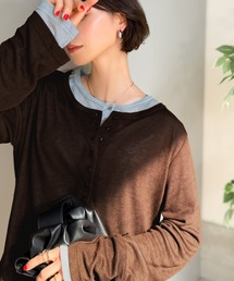 classicalelf（クラシカルエルフ）の「マルチWAYで着回し自在。リブ素材×シアー素材トップス 2枚セットアップ(長袖)（Tシャツ/カットソー）」