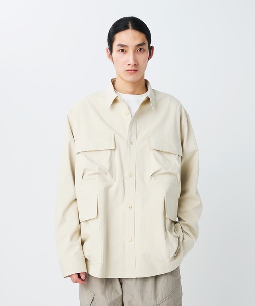 Snow Peak（スノーピーク）の「Snow Peak / TAKIBI Herringbone Shirt Jacket ヘリンボーンシャツジャケット（シャツ/ブラウス・メンズ・ホワイト/ブラック/アーミー・M/S/XL/L）」の2枚目の写真