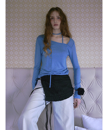 Strap Scarf T-Shirt, Blue
