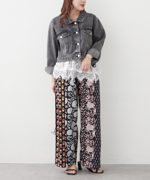 Remind me and forever(リマインドミーアンドフォーエバー)の「【nane】【India series】パッチワークストライプパンツ(その他パンツ・レディース・ブラック・FREE)」の14枚目の写真