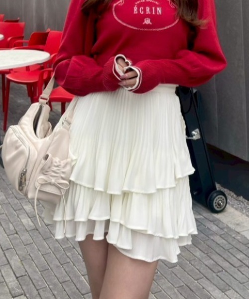 rienda(リエンダ)の「プリーツティアードミニスカート 春服(スカート・レディース・ブラック/ピンク/ホワイト・MEDIUM/SMALL/X-SMALL)」の2枚目の写真
