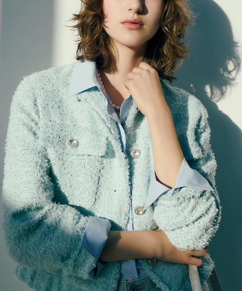 La TOTALITE（ラトータリテ）の「【洗える】ツイードジャケット（ブルゾン・レディース・ネイビー/ブルー・FREE）」の2枚目の写真