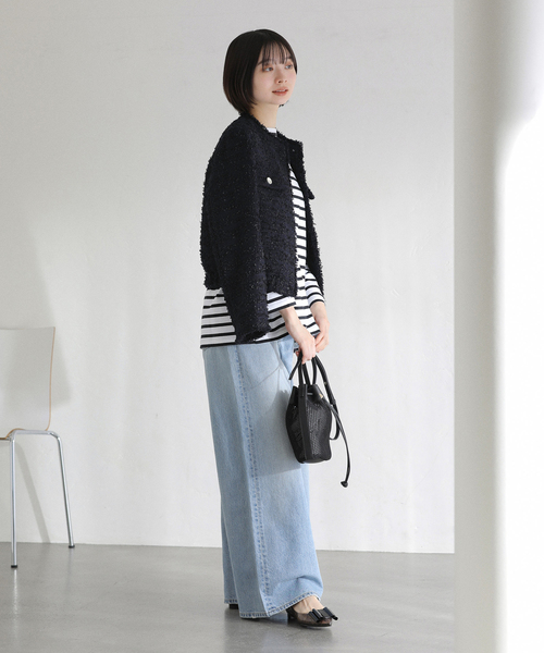 La TOTALITE（ラトータリテ）の「【洗える】ツイードジャケット（ブルゾン・レディース・ネイビー/ブルー・FREE）」の10枚目の写真