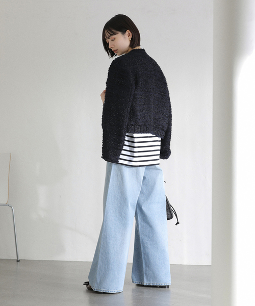 La TOTALITE（ラトータリテ）の「【洗える】ツイードジャケット（ブルゾン・レディース・ネイビー/ブルー・FREE）」の11枚目の写真