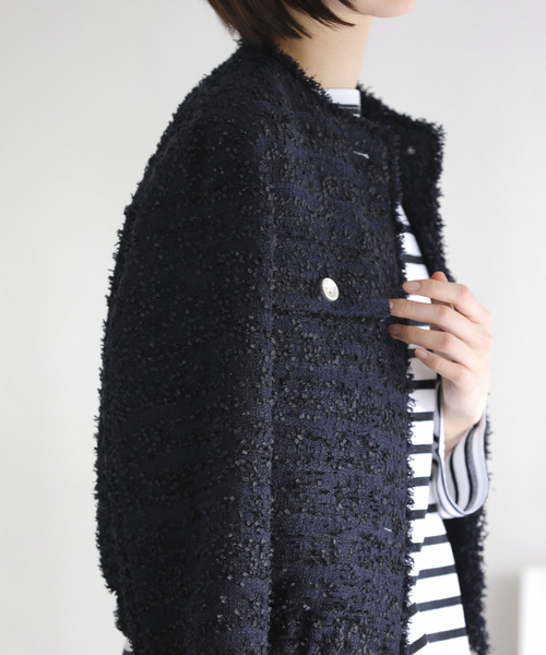 La TOTALITE（ラトータリテ）の「【洗える】ツイードジャケット（ブルゾン・レディース・ネイビー/ブルー・FREE）」の14枚目の写真