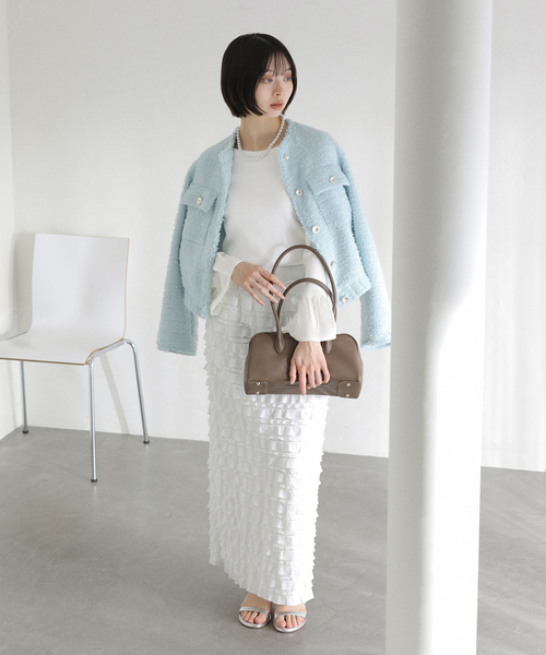 La TOTALITE（ラトータリテ）の「【洗える】ツイードジャケット（ブルゾン・レディース・ネイビー/ブルー・FREE）」の18枚目の写真