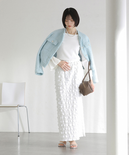 La TOTALITE（ラトータリテ）の「【洗える】ツイードジャケット（ブルゾン・レディース・ネイビー/ブルー・FREE）」の19枚目の写真