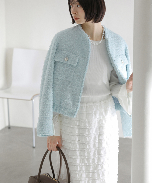 La TOTALITE（ラトータリテ）の「【洗える】ツイードジャケット（ブルゾン・レディース・ネイビー/ブルー・FREE）」の20枚目の写真