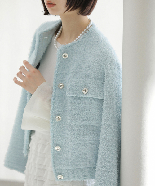 La TOTALITE（ラトータリテ）の「【洗える】ツイードジャケット（ブルゾン・レディース・ネイビー/ブルー・FREE）」の21枚目の写真