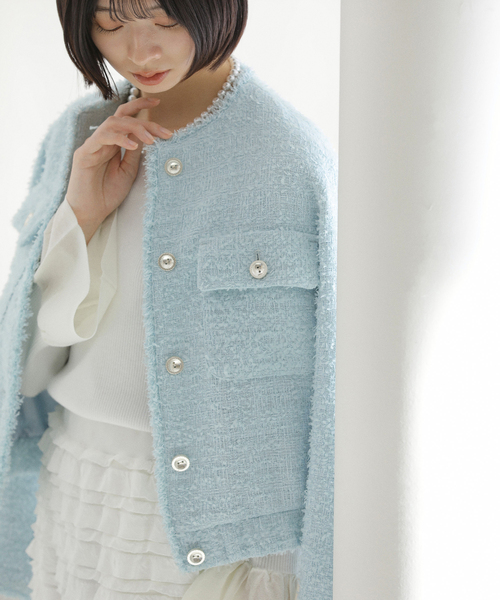 La TOTALITE（ラトータリテ）の「【洗える】ツイードジャケット（ブルゾン・レディース・ネイビー/ブルー・FREE）」の22枚目の写真