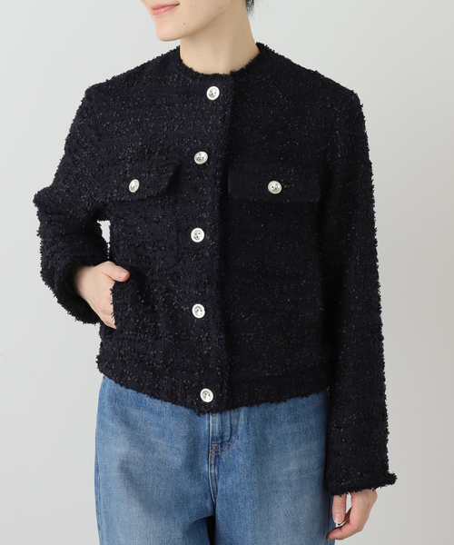 La TOTALITE（ラトータリテ）の「【洗える】ツイードジャケット（ブルゾン・レディース・ネイビー/ブルー・FREE）」の5枚目の写真