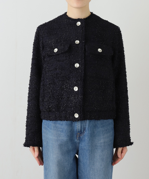 La TOTALITE（ラトータリテ）の「【洗える】ツイードジャケット（ブルゾン・レディース・ネイビー/ブルー・FREE）」の6枚目の写真
