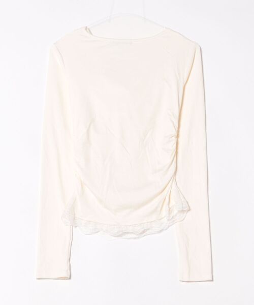 Ritzy(リッツィー)の「レースレイヤード風Vネックトップス(Tシャツ/カットソー・レディース・ホワイト・L/M)」の5枚目の写真