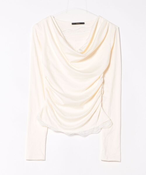 Ritzy(リッツィー)の「レースレイヤード風Vネックトップス(Tシャツ/カットソー・レディース・ホワイト・L/M)」の6枚目の写真