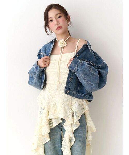 CALNAMUR（カルナムール）の「ヨークデザインデニムジャケット（デニムジャケット・レディース・ブラック/ブルー・FREE）」の10枚目の写真