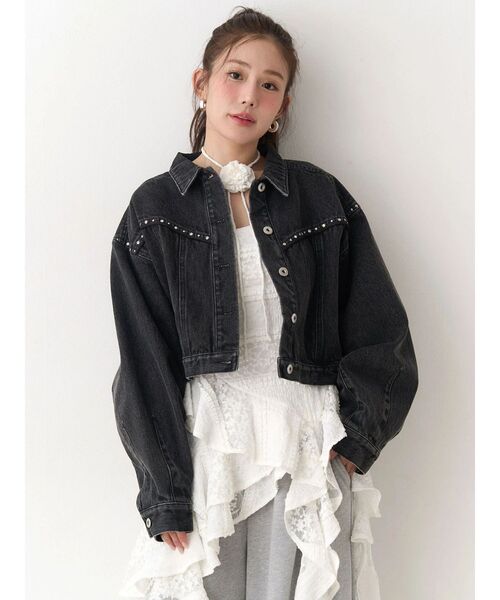 CALNAMUR（カルナムール）の「ヨークデザインデニムジャケット（デニムジャケット・レディース・ブラック/ブルー・FREE）」の18枚目の写真