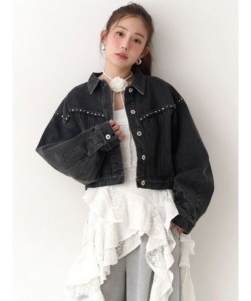 CALNAMUR（カルナムール）の「ヨークデザインデニムジャケット（デニムジャケット・レディース・ブラック/ブルー・FREE）」の5枚目の写真