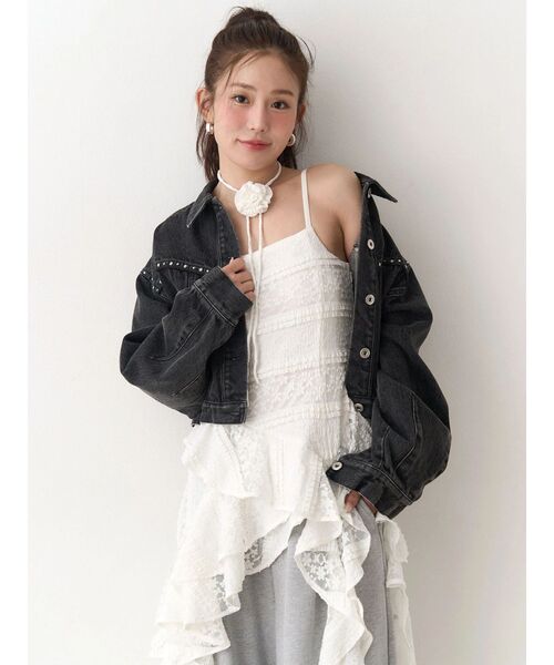 CALNAMUR（カルナムール）の「ヨークデザインデニムジャケット（デニムジャケット・レディース・ブラック/ブルー・FREE）」の7枚目の写真