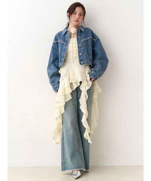 CALNAMUR（カルナムール）の「ヨークデザインデニムジャケット（デニムジャケット・レディース・ブラック/ブルー・FREE）」の19枚目の写真