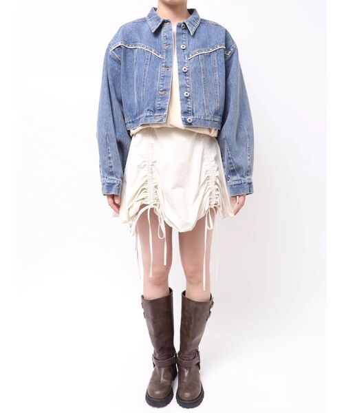 CALNAMUR（カルナムール）の「ヨークデザインデニムジャケット（デニムジャケット・レディース・ブラック/ブルー・FREE）」の13枚目の写真