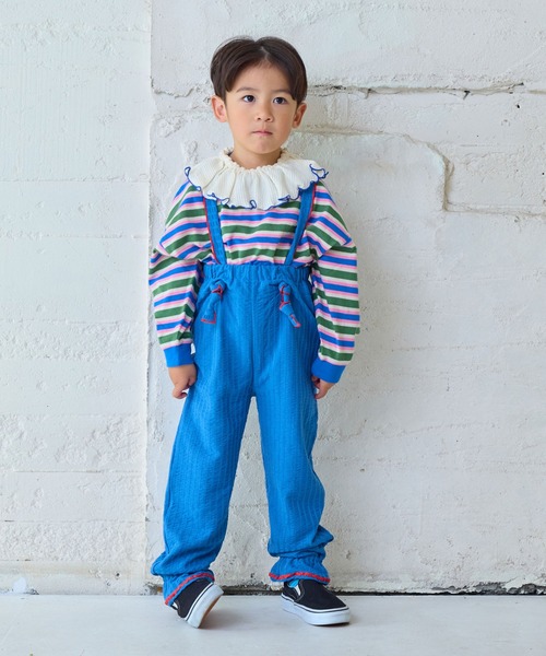 MARKEY'S（マーキーズ）の「ニットサッカー2wayキャンディーサロペット（サロペット/オーバーオール・キッズ・クリーム/ブルー/オレンジ/グリーン・100/80/120/110/90）」の4枚目の写真