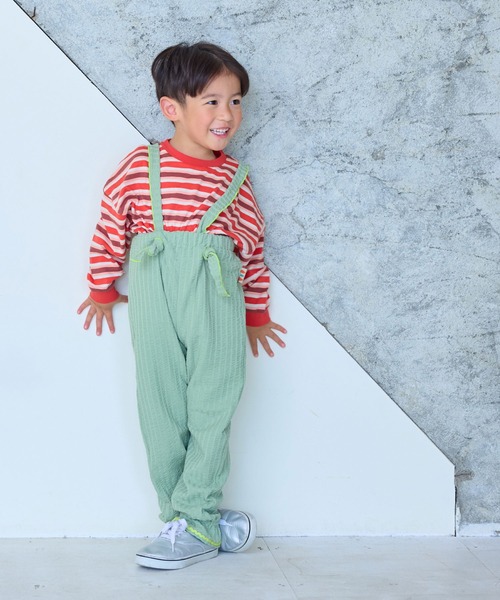 MARKEY'S（マーキーズ）の「ニットサッカー2wayキャンディーサロペット（サロペット/オーバーオール・キッズ・クリーム/ブルー/オレンジ/グリーン・100/80/120/110/90）」の3枚目の写真