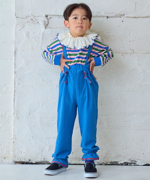 MARKEY'S（マーキーズ）の「ニットサッカー2wayキャンディーサロペット（サロペット/オーバーオール・キッズ・クリーム/ブルー/オレンジ/グリーン・100/80/120/110/90）」の8枚目の写真