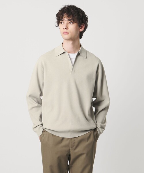 UNITED ARROWS(ユナイテッドアローズ)の「4シーズンズ ミラノリブ スキッパー ニット(ニット/セーター・メンズ・ナチュラル/ダークグレー・M/XL/S/L)」の2枚目の写真