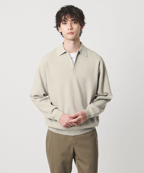 UNITED ARROWS(ユナイテッドアローズ)の「4シーズンズ ミラノリブ スキッパー ニット(ニット/セーター・メンズ・ナチュラル/ダークグレー・M/XL/S/L)」の5枚目の写真