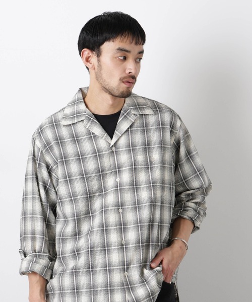 NANO universe(ナノユニバース)の「マイクロシアサッカーチェックシャツ(シャツ/ブラウス・メンズ・ブラック/ベージュ系その他・S/M/L)」の3枚目の写真