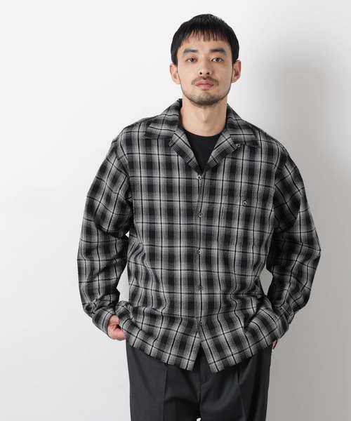 NANO universe(ナノユニバース)の「マイクロシアサッカーチェックシャツ(シャツ/ブラウス・メンズ・ブラック/ベージュ系その他・S/M/L)」の9枚目の写真