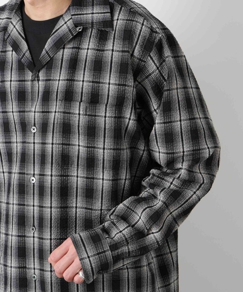 NANO universe(ナノユニバース)の「マイクロシアサッカーチェックシャツ(シャツ/ブラウス・メンズ・ブラック/ベージュ系その他・S/M/L)」の20枚目の写真