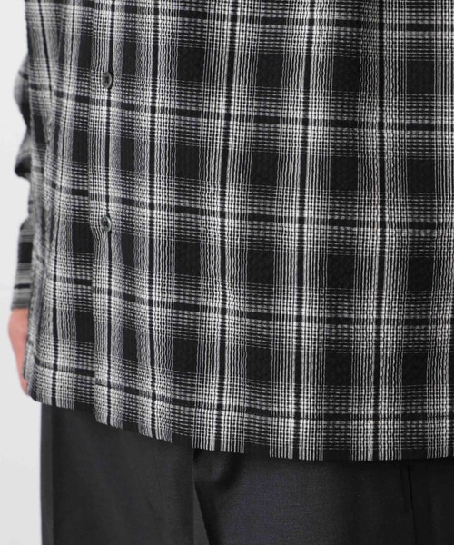 NANO universe(ナノユニバース)の「マイクロシアサッカーチェックシャツ(シャツ/ブラウス・メンズ・ブラック/ベージュ系その他・S/M/L)」の21枚目の写真