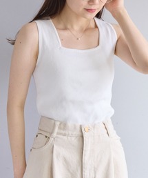 PUAL CE CIN | 【Du noir】リネンタッチスクエアタンク(タンクトップ)