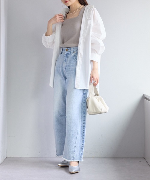 PUAL CE CIN（ピュアルセシン）の「【Du noir】リネンタッチスクエアタンク（タンクトップ・レディース・ブラック/オフホワイト/グレイッシュベージュ・FREE）」の16枚目の写真