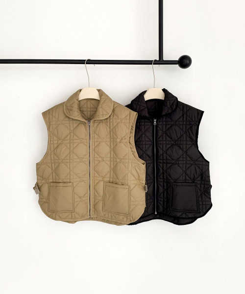 VASCARA(バスカラ)の「Collar Quilting Zip-Up Vest (2colors)(ベスト・レディース・ブラック/ベージュ・FREE)」の5枚目の写真