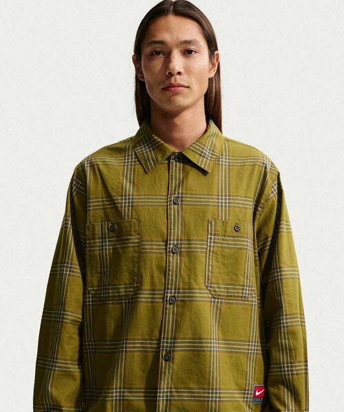 NIKE（ナイキ）の「ナイキ ライフ メンズ ロングスリーブ フランネル シャツ / Nike Life Men's Long-Sleeve Flannel Shirt IF1046-368 Olive Flak（シャツ/ブラウス・メンズ・オリーブ・2XL/L/M/S/XL）」の6枚目の写真
