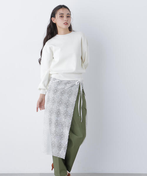 N.（N. Natural Beauty Basic）（エヌエヌナチュラルビューティーベーシック）の「ロゴ刺繍スウェットライクニット（ニット/セーター・レディース・イエロー/ネイビー/オフホワイト・ﾌﾘ-）」の6枚目の写真