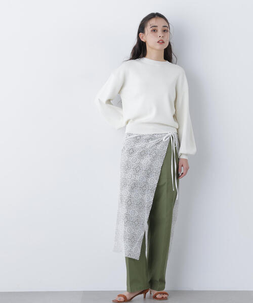 N.（N. Natural Beauty Basic）（エヌエヌナチュラルビューティーベーシック）の「ロゴ刺繍スウェットライクニット（ニット/セーター・レディース・イエロー/ネイビー/オフホワイト・ﾌﾘ-）」の8枚目の写真