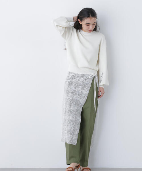 N.（N. Natural Beauty Basic）（エヌエヌナチュラルビューティーベーシック）の「ロゴ刺繍スウェットライクニット（ニット/セーター・レディース・イエロー/ネイビー/オフホワイト・ﾌﾘ-）」の9枚目の写真