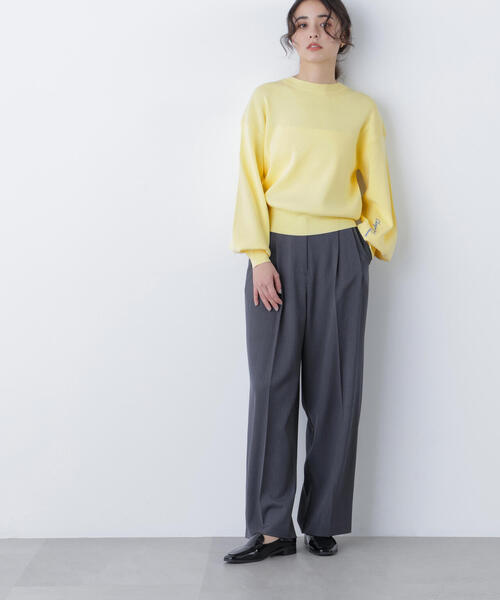 N.（N. Natural Beauty Basic）（エヌエヌナチュラルビューティーベーシック）の「ロゴ刺繍スウェットライクニット（ニット/セーター・レディース・イエロー/ネイビー/オフホワイト・ﾌﾘ-）」の12枚目の写真