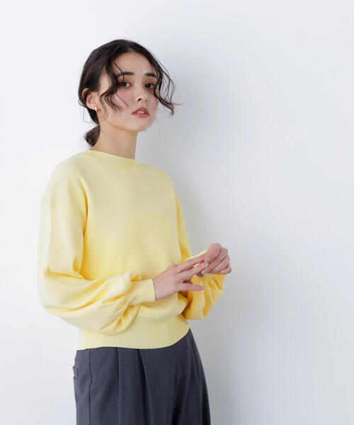 N.（N. Natural Beauty Basic）（エヌエヌナチュラルビューティーベーシック）の「ロゴ刺繍スウェットライクニット（ニット/セーター・レディース・イエロー/ネイビー/オフホワイト・ﾌﾘ-）」の13枚目の写真